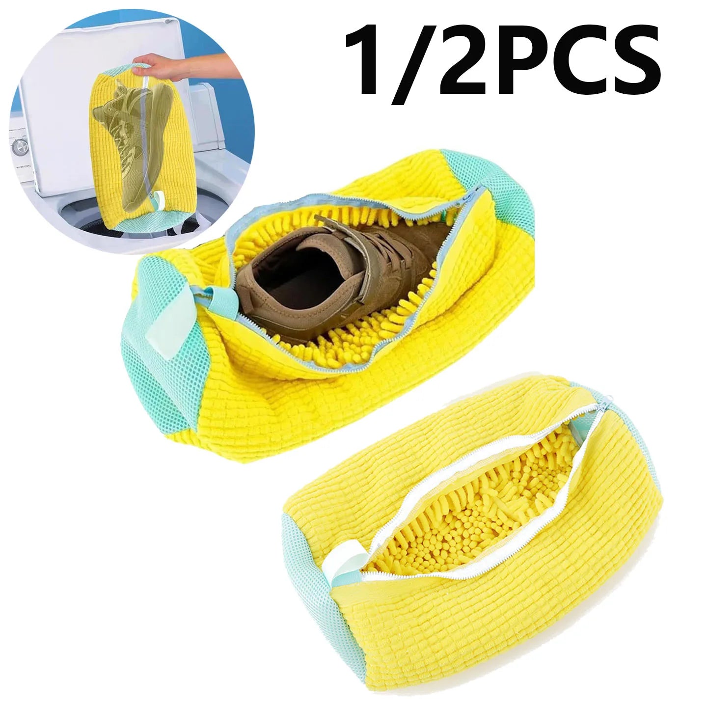 "1/2PCS Padded Shoe Wash Bag – Laundry Protector for Machine & Drying."