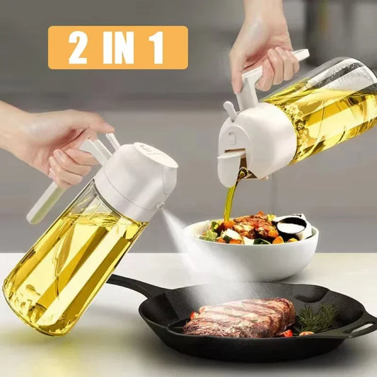 1-2PCS 2-in-1 Olive Oil Dispenser & Sprayer (500ml) – Cooking & BBQ Essential