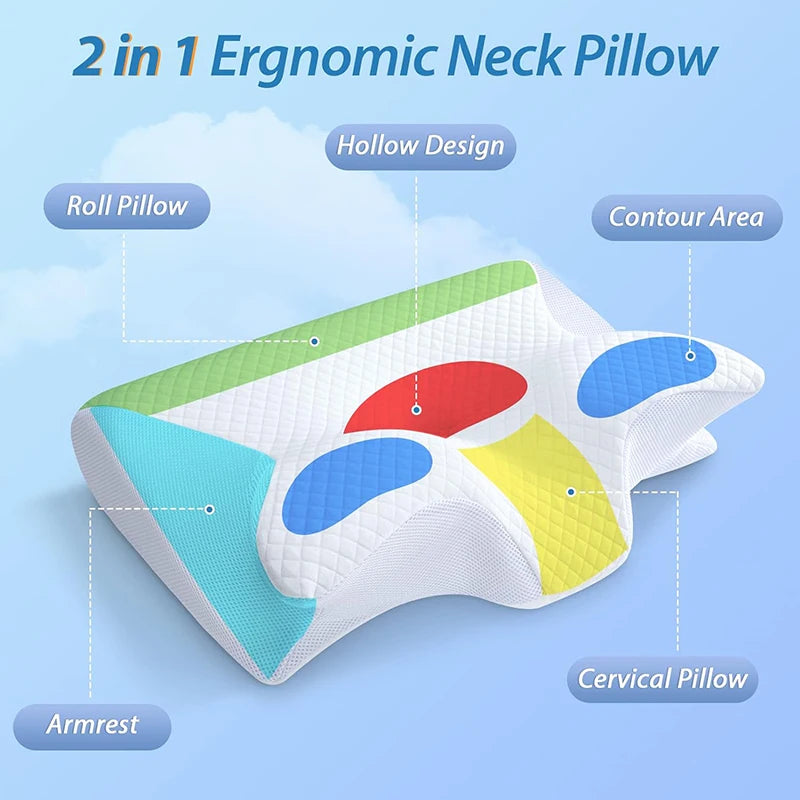 "1PC Memory Foam Cervical Pillow – Ergonomic Neck Support for Pain Relief."